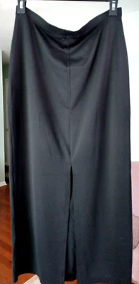 Falda larga, M, cintura 32-34", lisa, negra, recta y lápiz, elástica, elástica Foto 1 de 3