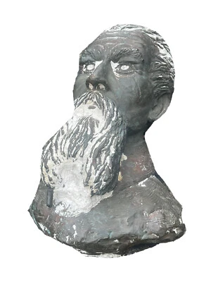 LARGE Antique Naive Unfinished Bronze Bust Sculpture of Bearded Gentleman - Image 1 of 4