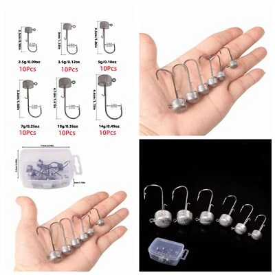 10pcs/Box Mushroom Ned Rig Jig Head Hooks Shroom Lead Bait Bass Crappie 2.5-14g