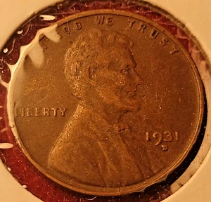1931-D Lincoln Wheat, Fine Details, Small Cent, Low Mintage, Circulated, KM# 132 - Picture 1 of 2