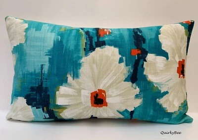 HARLEQUIN "GIVERNY" LAGOON FABRIC LINEN BLEND CUSHION COVER 12" X 20" - Image 1 of 4