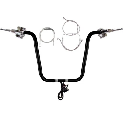 1 1/4" Black 16" Wild 1 Handlebar CKit 2014-2016 Harley-Davidson Road King NoABS Foto 1 de 4