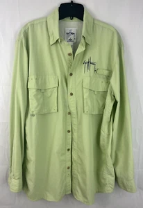Guy Harvey Bluewater Vented Button Fishing Beach Shirt men's M Green - Picture 1 of 12