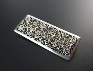 Antik / Vintage - Eckige Filigran Brosche Floral 835er Silber - Hersteller Rico - Bild 1 von 7