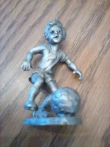 P. Davis Rawcliffe Vintage Pewter 2.5" Soccer Boy Figurine 1977 - Picture 1 of 3