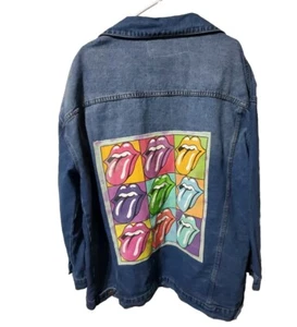 Denim Jacket Size 3XL With Rolling Stone Vintage Design By DERANGED DENIM - Picture 1 of 5