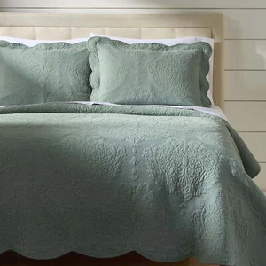 Paisley Medallion Cotton Quilt, Full-Queen, Green, Appeals to Adult and Teen - Picture 1 of 5