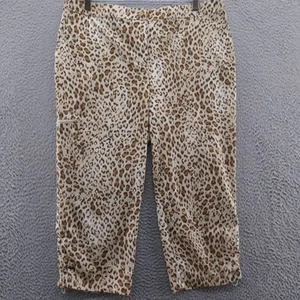 Chicos Womens Zenergy Crop Pants 2.5 Size 14 Beige Brown Leopard Print NEW - Picture 1 of 15