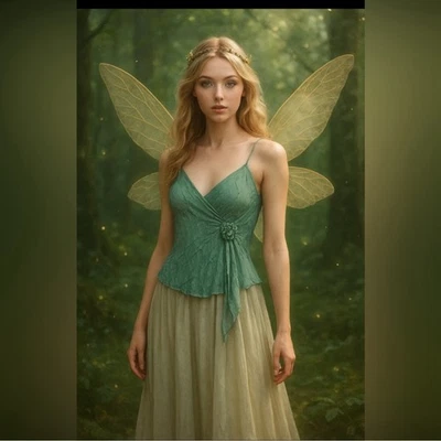 Vintage Y2K Forever 21 Sequin Fairy  V Neck Chiffon Cami Tank Top Size Medium - Image 1 of 4