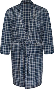 Espionage Traditional Checked Dressing Gown - Navy - Picture 1 of 4