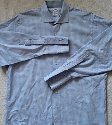 Brooks Brothers Shirt Men's 16.5/34 Blue White Checkered French Cuff Long Sleeve - Image 1 of 4