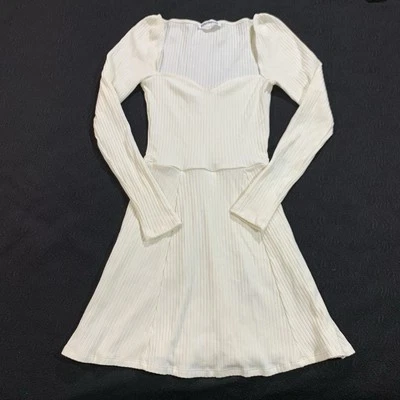 Reformation White Dress XS Bruno Stretch Knit Striped - Image 1 of 4