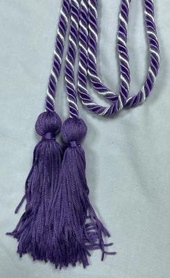 1 peça cortina amarrar roxo e branco 60” corda com borla excelente usado - Imagem 1 de 4