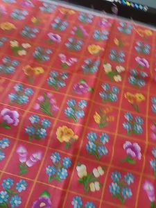 Vintage Cranston Village Red Floral Fabric 1/2 yard - Picture 1 of 2