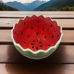 Pier 1 Imports Sandía Fruta Servir Cuenco Loza Pintada a Mano - Imagen 1 de 7