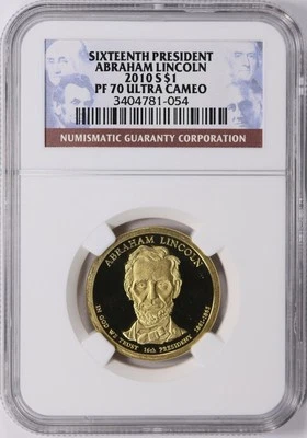 2010-S ABRAHAM LINCOLN PROOF PRESIDENTIAL DOLLAR NGC PF70 ULTRA - Image 1 of 2