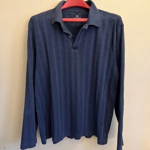 Covington Ribbed Cotton Pullover Polo Men Large Blue Gray - Picture 1 of 10