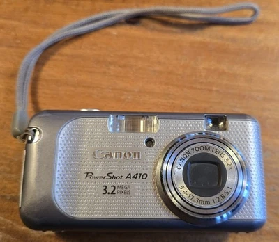 Canon PowerShot A410 Digital Camera - 3.2 Mega Pixels - Silver - Works - Image 1 of 4