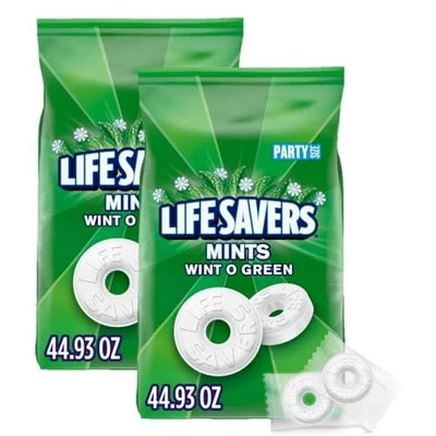 LIFE SAVERS Wint-O-Green Breath Mint Bulk Hard Candy, Party Size, 44.93 oz Bag ( - Image 1 of 4