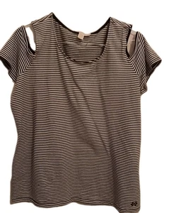 Michael Kors Top Mujer Talla Xlarge, Negro Blanco Rayas MK LOGO Hombro Frío - Imagen 1 de 6