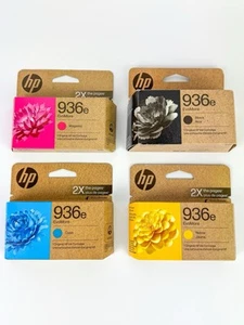 HP 936e Ink Cartridges NEW 2X The Pages Color Pack Cyan Black Magenta Yellow - Photo 1/1