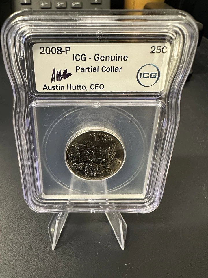 2008 P 25C Partial Collar Quarter Error Signed - Image 1 of 4