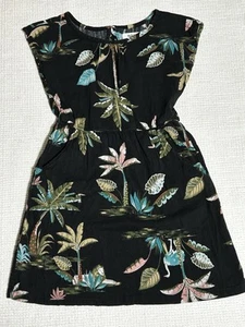 Girl's Old Navy Black Floral/Birds Jungle Palm Trees Sundress Size 6-7 EUC - Picture 1 of 11