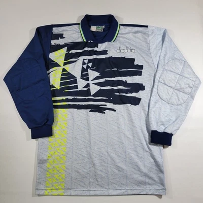 Camiseta deportiva de fútbol con estampado completo de fútbol portero Diadora vintage RARA talla M Foto 1 de 4