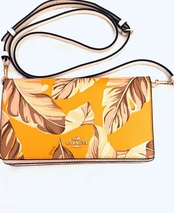 Coach Banana Leaf Crossbody Purse Slim Fold-Over Rare Shoulder Bag 89674 - Picture 1 of 17