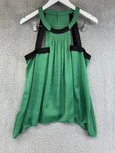 BCBG Maxazria Women's Silk Tank Top Emerald Green Size S Deep Vneck NWT - Picture 1 of 8