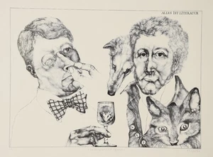 Reiner Schwarz *1940 Hirschberg / Lithografie 1970 "Sitzung m. E.T.A. Hoffmann" - Picture 1 of 24