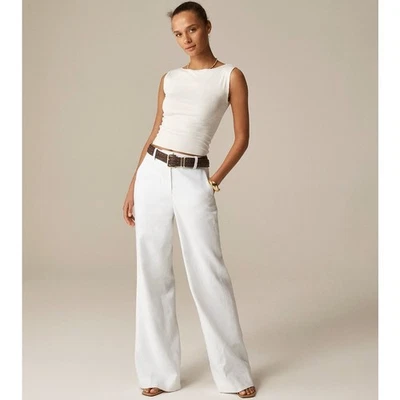 J.Crew Carolina Flare Pants Womens 20 White Stretch Linen Blend High Rise Lined - Image 1 of 4