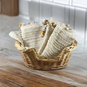 11 Soap Scrubber Pouch Jute Soap Bag With Drawstring & Bead Bathroom Holders - Picture 1 of 9