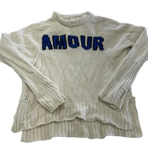 Zadig & Voltaire Sweater Womens Small White Malta Amour Knit Varsity Wool - Picture 1 of 14