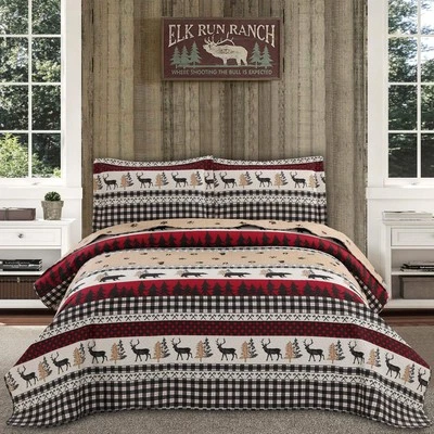 Rustic Quilt Bedding Set King Size Bedspread Coverlet Country Quilts L - Image 1 of 4
