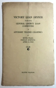 Diagrama de asientos para cena de préstamos Victoria Comité Central de Préstamos Liberty abril de 1919 - Imagen 1 de 5