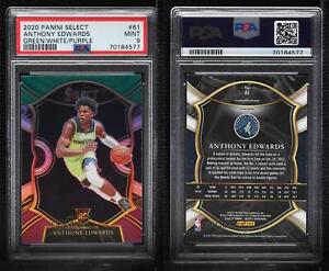 2020 Select Concourse Green White Purple Prizm Anthony Edwards PSA 9 Rookie RC