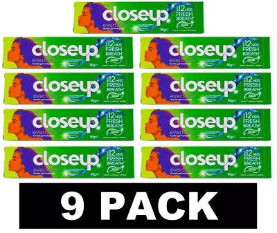 9 x CLOSEUP 90g TOOTHPASTE EVERFRESH MENTHOL PARADISE 12Hr FRESH BREATH New - Image 1 of 4