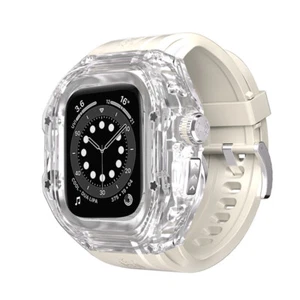 49mm Crystal Transparent Case Rubber Band RM Style Mod Kit For Apple Watch Ultra - Picture 1 of 23