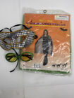 Halloween Costume Hooded Spiderweb Green Cape and Glitter Glasses Mask
