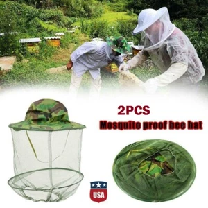 2×Beekeeping Veil Net Mesh Mask Beekeepers Bee Honey Hat Head Face Protector Cap - Picture 1 of 13