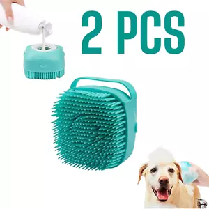 2PCS Pet Dog Cat Silicone Softy Massage Bath Brush Scrubber Shampoo Dispenser - Picture 1 of 7