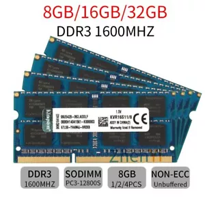 Laptop Memory for Kingston 32GB 8G 16G PC3-12800S DDR3 1600MHz KVR16S11/8 SODIMM IT - Picture 1 of 15