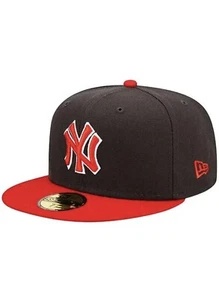 New Era New York Yankees fitted RED GRAPHITE CEMENT DARK GREY WHITE 59fifty mens - Picture 1 of 4