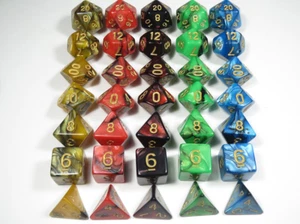 MEGA RPG Dice Set of MidNight - FIVE COLORS - FULL SETS of 7 - Picture 1 of 6