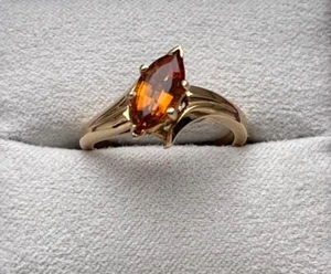 14k Yellow Gold Marquise Cut Natural Citrine Ring - Picture 1 of 6