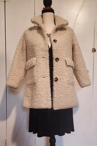 Zara Kids Girl Faux Shearling Jacket Coat Sherpa Beige Size 9 Button, Pockets - Picture 1 of 16