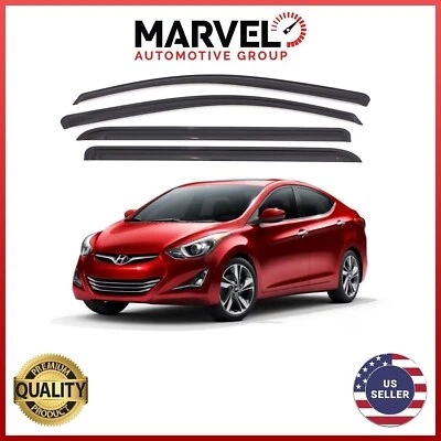 Para Hyundai Elantra 2011-2016 Visera de ventilación de ventana negra Protector de lluvia Deflector Foto 1 de 3