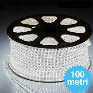 STRISCIA LED BOBINA 100 METRI LUCE BIANCO FREDDO ILLUMINAZIONE 5050 220V - Picture 1 of 1