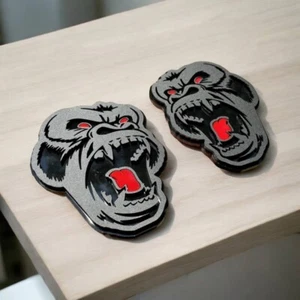 Angry Gorilla Red Eye Car Truck Emblem Badge Matte Black on Black Custom PK of 2 - Picture 1 of 10